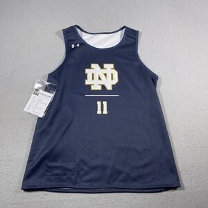 Under Armour Notre Dame Basketball Jersey Women L #11 Reversible Blue‎ White NWT